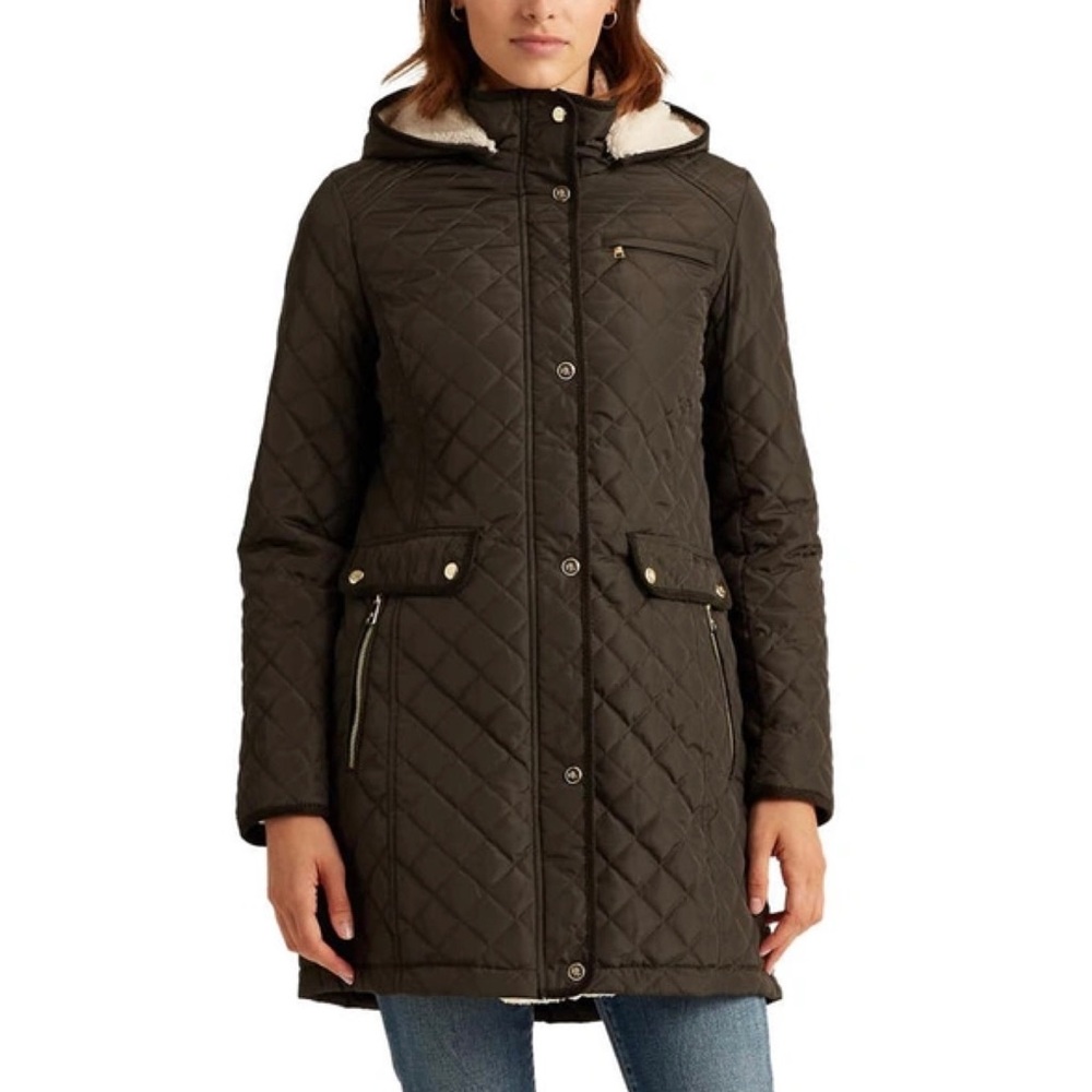 Ralph Lauren Quilted Coat with Faux Shearling Lining
